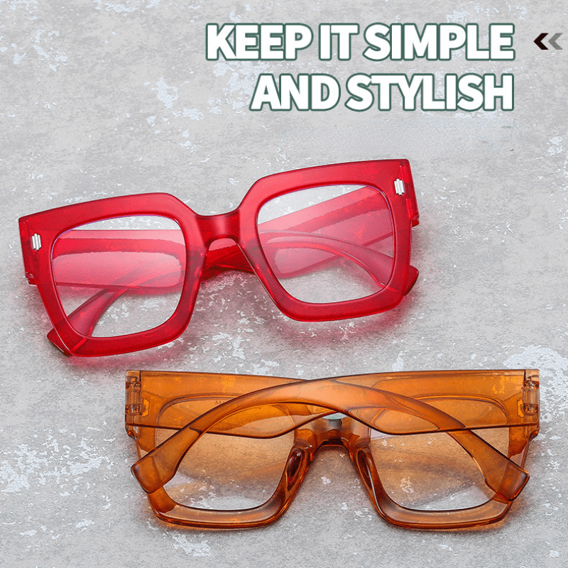 Light Blocking Glasses Square Clear Lens Jelly Frame