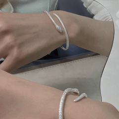 Silver Snake Bangle Gothic Adjustable Bangle