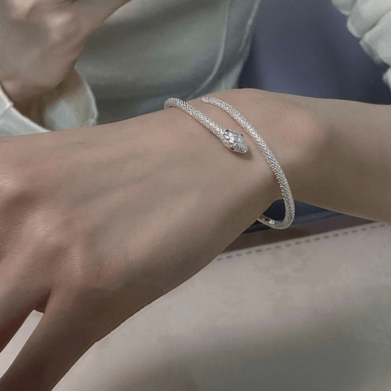 Silver Snake Bangle Gothic Adjustable Bangle