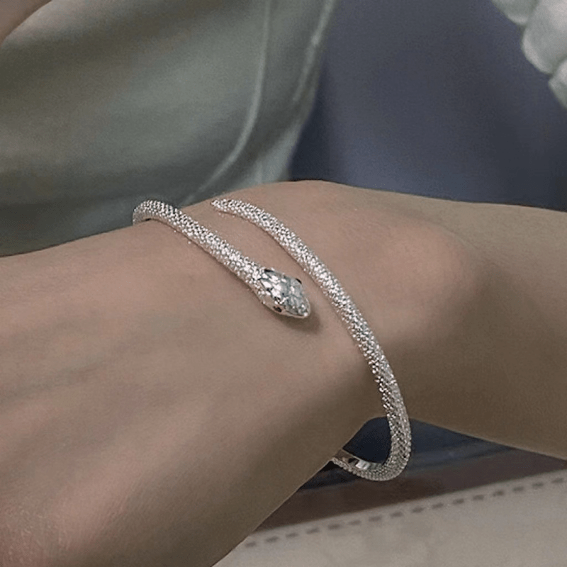 Silver Snake Bangle Gothic Adjustable Bangle