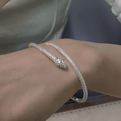Silver Snake Bangle Gothic Adjustable Bangle
