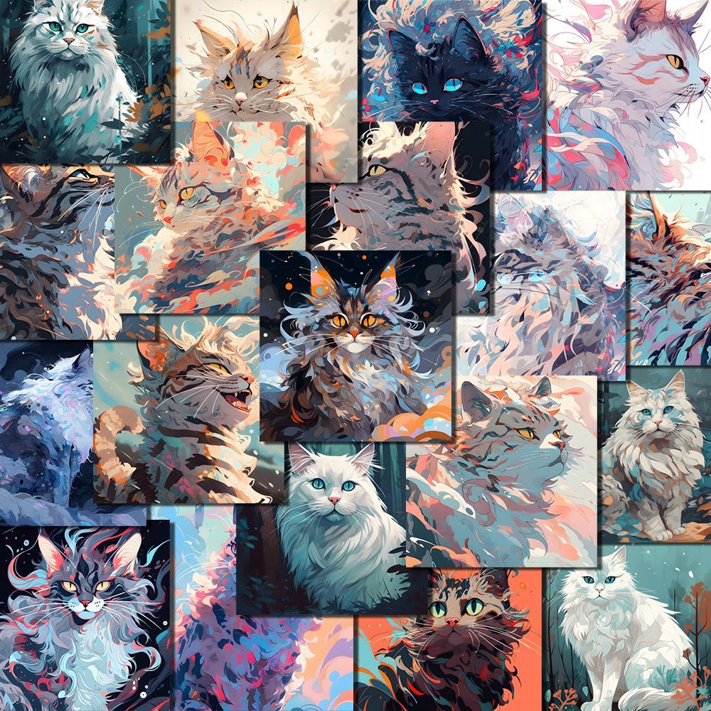 54pcs Little Cat Materials Album Stickers Diy Washi Scrapbooking Stickers