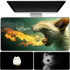 Cat Pattern Non slip Mouse Pad Extra long Desk Pad For Office