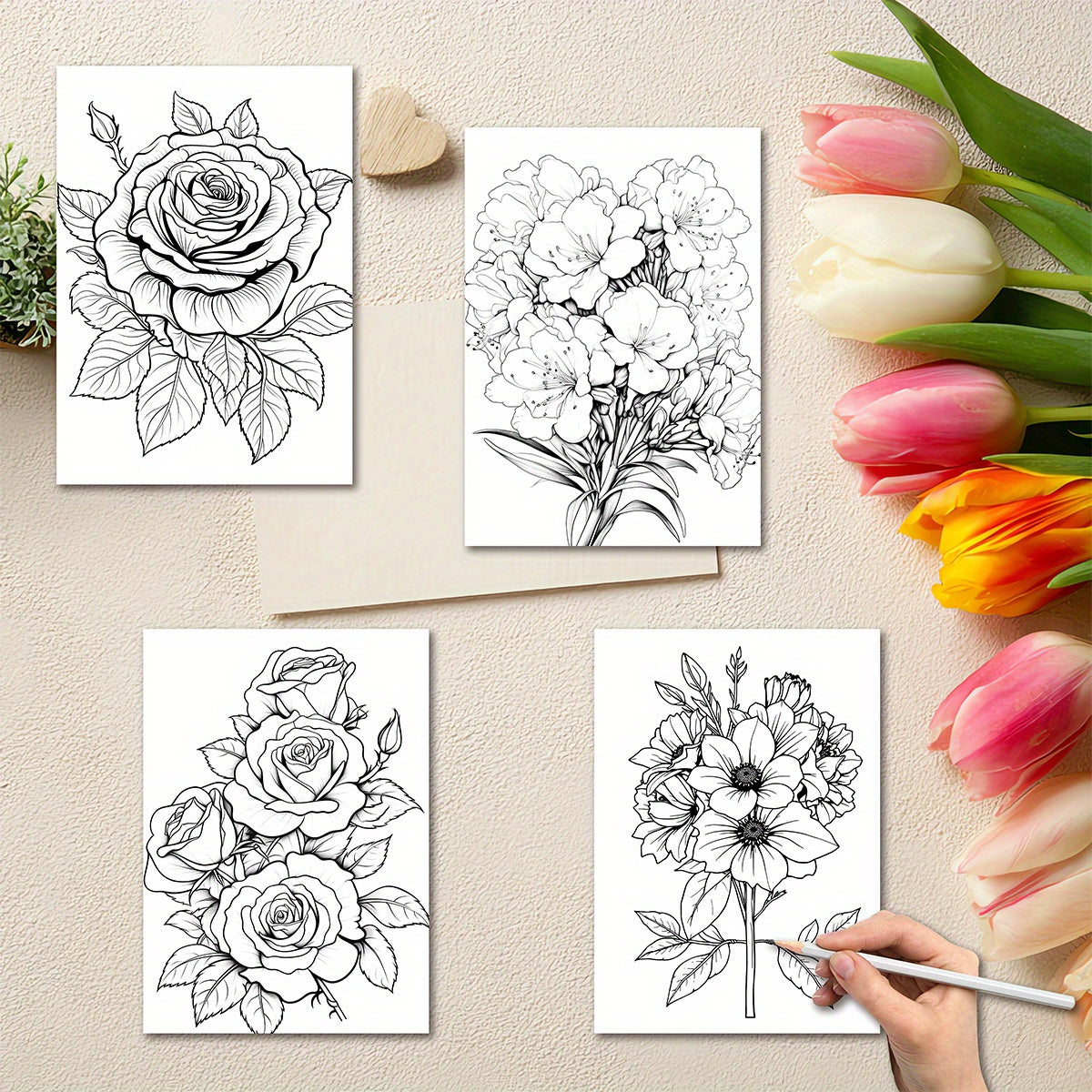 Flower Painting Coloring Book Perfect Gift for Adults Various Festivals