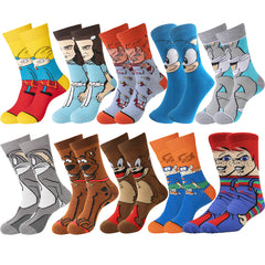 10 Pairs Kids Cartoon Anime Socks Cotton Crew Skateboard Funny Novelty Socks