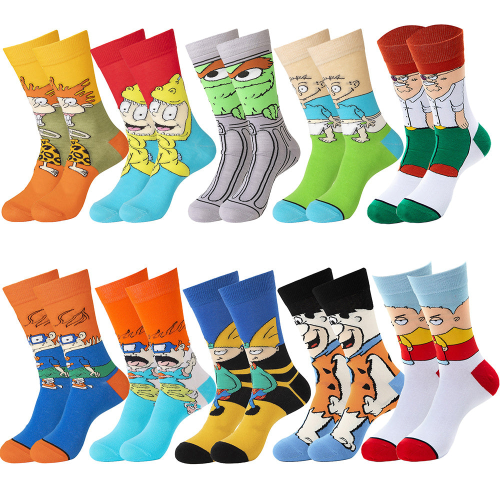 10 Pairs Boys Kids Cartoon Anime Socks Novelty Funny Happy Crew Socks