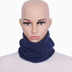 Striped Knit Plush Infinity Scarf Coldproof Elastic Face Covering