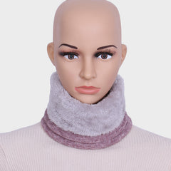 Striped Knit Plush Infinity Scarf Coldproof Elastic Face Covering