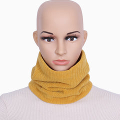 Striped Knit Plush Infinity Scarf Coldproof Elastic Face Covering