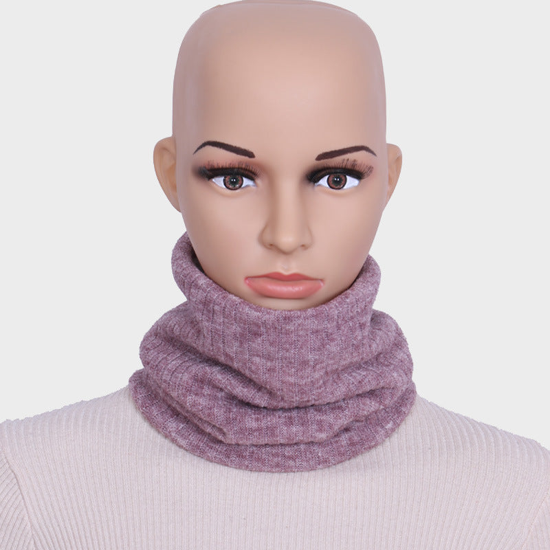Striped Knit Plush Infinity Scarf Coldproof Elastic Face Covering