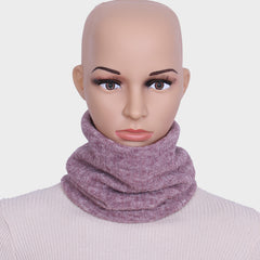 Striped Knit Plush Infinity Scarf Coldproof Elastic Face Covering