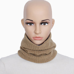 Striped Knit Plush Infinity Scarf Coldproof Elastic Face Covering
