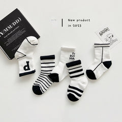 5 Pairs Kids Mesh Breathable Thin Cotton Socks for Summer
