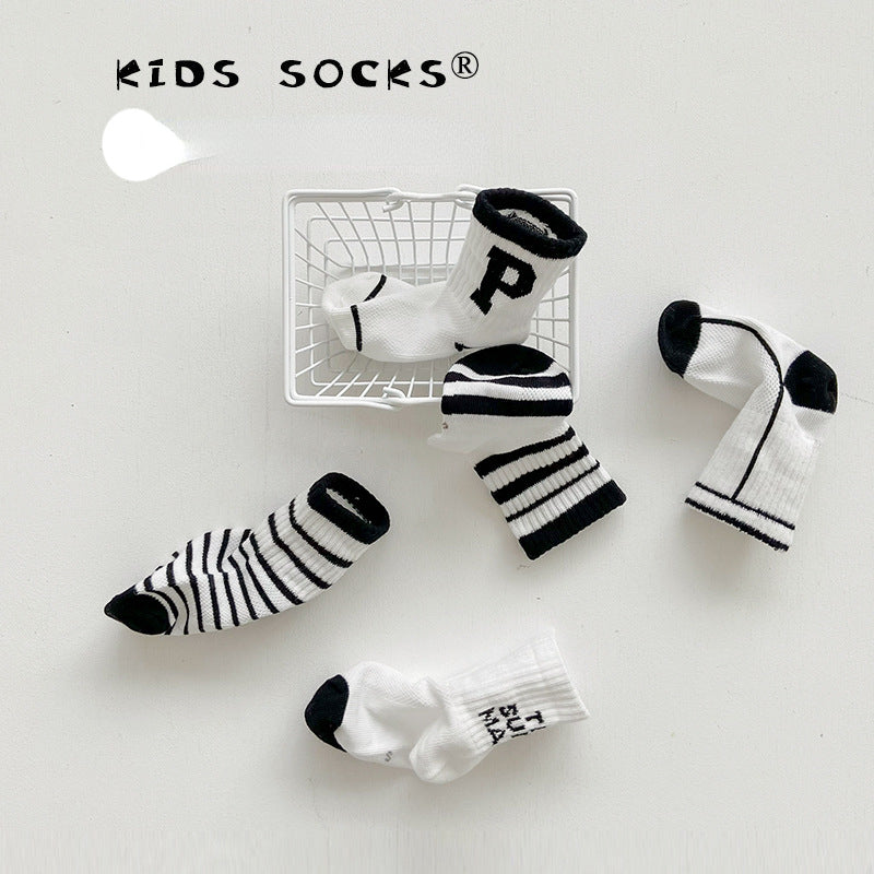 5 Pairs Kids Mesh Breathable Thin Cotton Socks for Summer
