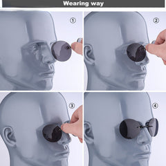 Clip On Nose Glasses Round Rimless Matrix Morpheus Sunglasses