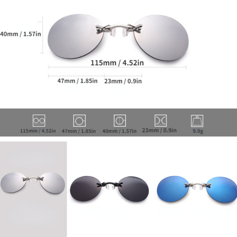 Clip On Nose Glasses Round Rimless Matrix Morpheus Sunglasses