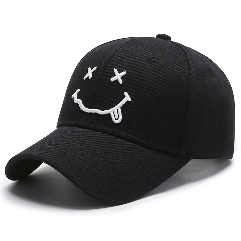 Happy Face Baseball Cap Embroidery Soft Adjustable Skull Hat Sport Sun Hat
