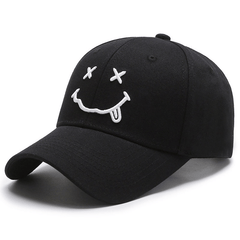 Happy Face Baseball Cap Embroidery Soft Adjustable Skull Hat Sport Sun Hat