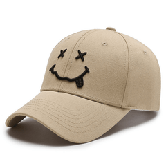 Happy Face Baseball Cap Embroidery Soft Adjustable Skull Hat Sport Sun Hat