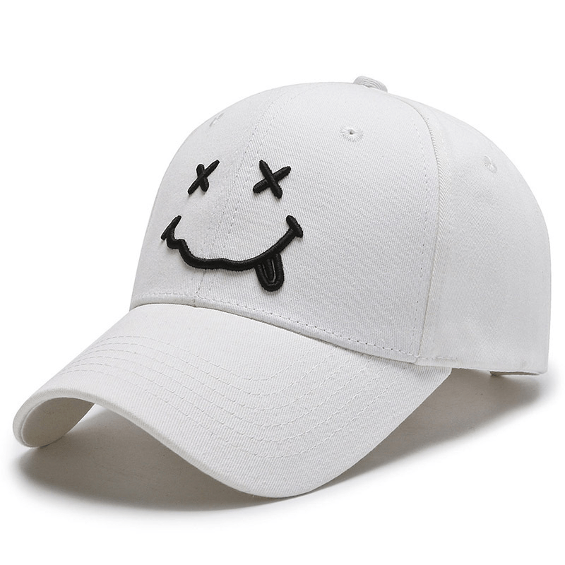 Happy Face Baseball Cap Embroidery Soft Adjustable Skull Hat Sport Sun Hat