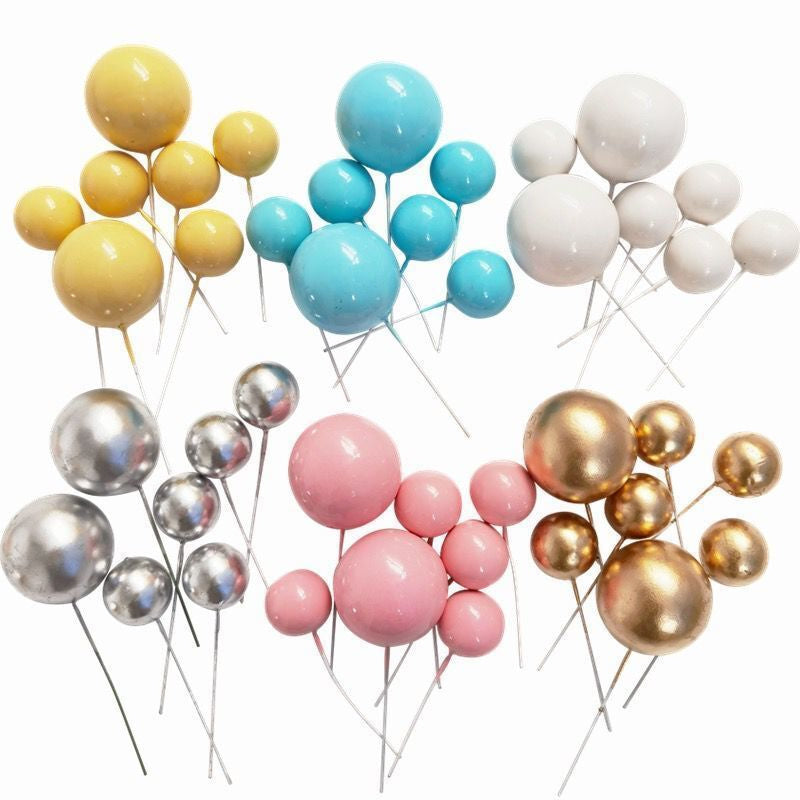 20pcs Golden Silvery Ball Cake Topper for Birthdays and Weddings