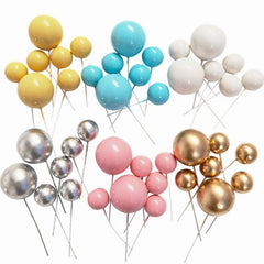 20pcs Golden Silvery Ball Cake Topper for Birthdays and Weddings