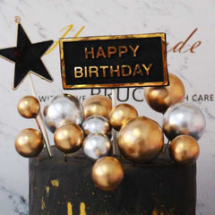 20pcs Golden Silvery Ball Cake Topper for Birthdays and Weddings
