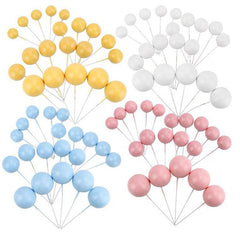 20pcs Golden Silvery Ball Cake Topper for Birthdays and Weddings