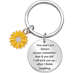 Sunflower Keychain Letter Round Keychain Gift For Sisters & Friends