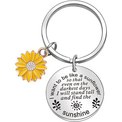 Sunflower Keychain Letter Round Keychain Gift For Sisters & Friends