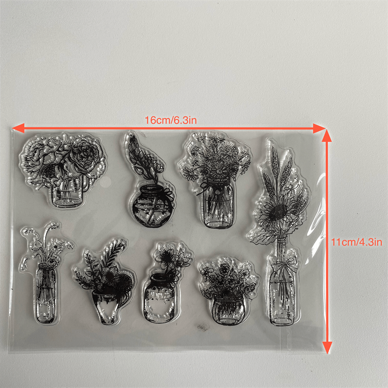 1pc Vases And Flowers Clear Silicone Stamp For DIY Scrapbooking