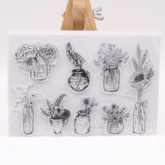 1pc Vases And Flowers Clear Silicone Stamp For DIY Scrapbooking