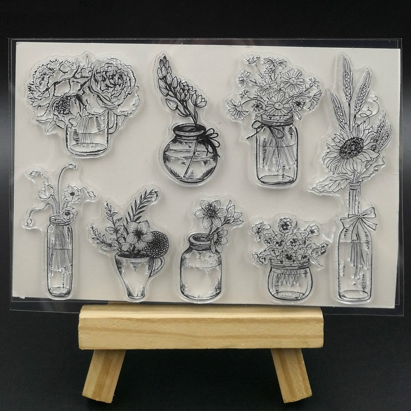 1pc Vases And Flowers Clear Silicone Stamp For DIY Scrapbooking