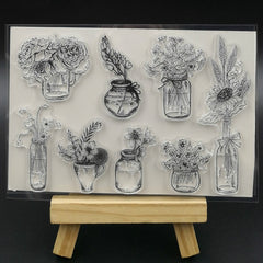 1pc Vases And Flowers Clear Silicone Stamp For DIY Scrapbooking