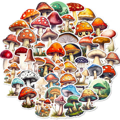50pcs Mushroom Waterproof Stickers for Car Laptop Phone DIY