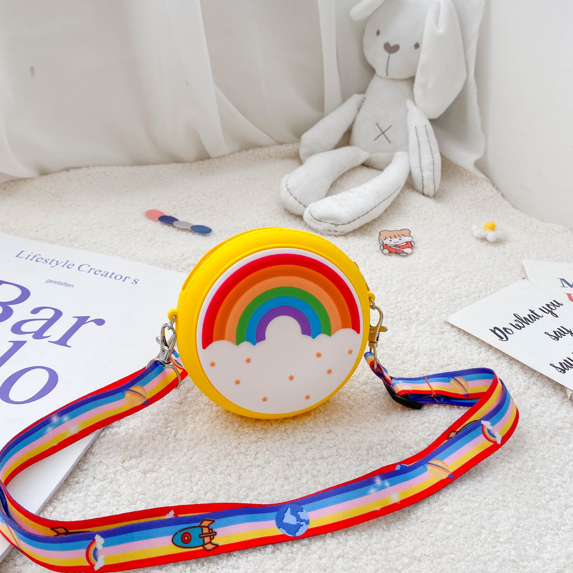 Kids Rainbow Rocket Silicone Mini Coin Purse Shoulder Bag