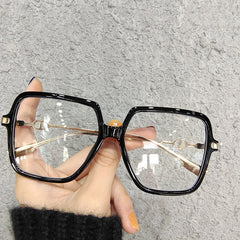 Light Blocking Glasses TR90 Large Square Clear Lens Anti Eyestrain Glasses