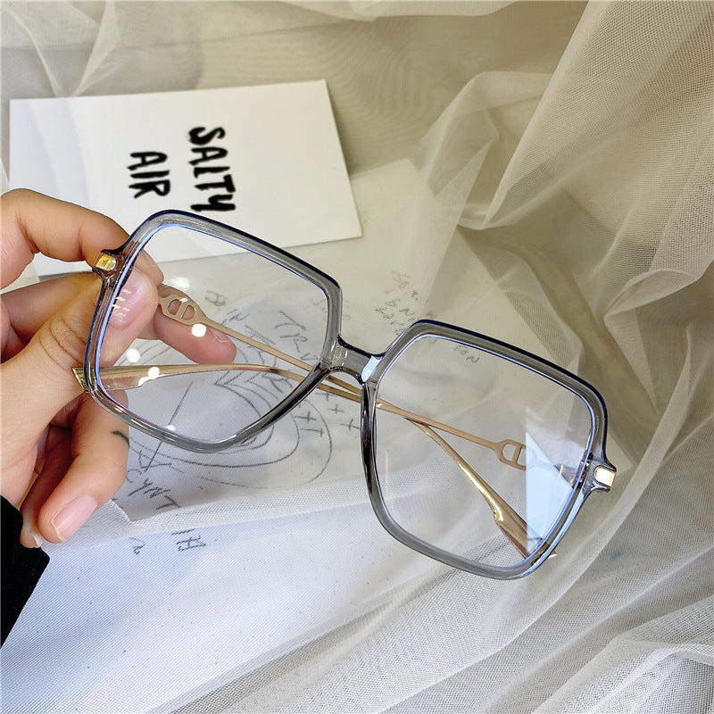 Light Blocking Glasses TR90 Large Square Clear Lens Anti Eyestrain Glasses