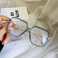Light Blocking Glasses TR90 Large Square Clear Lens Anti Eyestrain Glasses