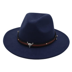 Cow Head Jazz Hat With Belt Buckle Fedora Hat