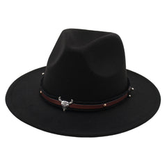 Cow Head Jazz Hat With Belt Buckle Fedora Hat