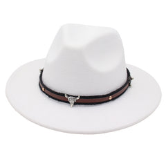 Cow Head Jazz Hat With Belt Buckle Fedora Hat