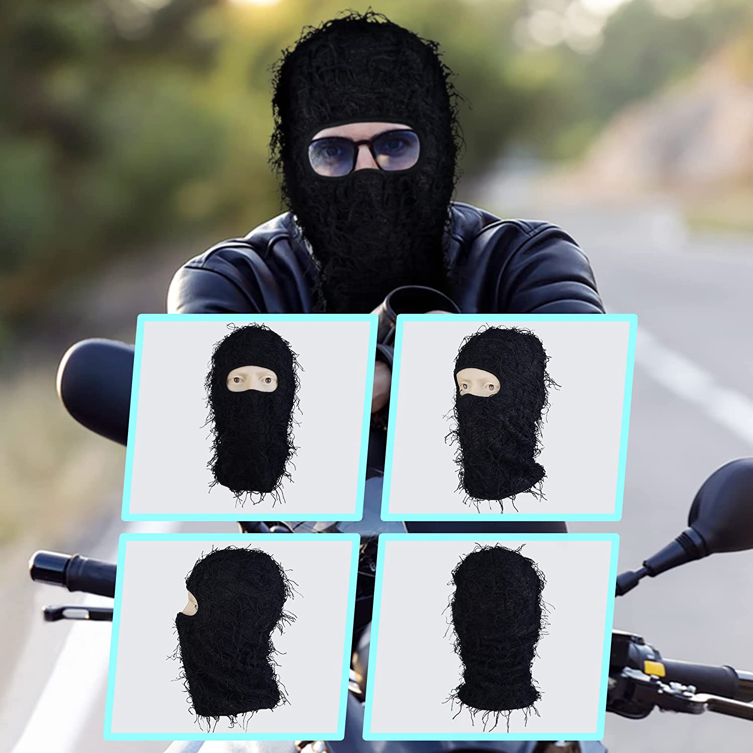 Distressed Ski Mask Winter Windproof Full Face Mask For Men Women