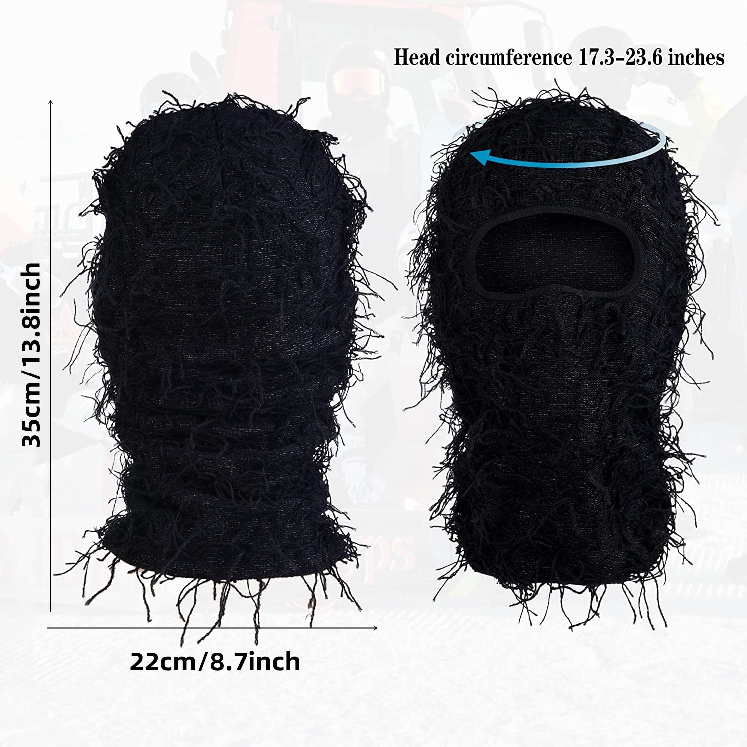 Distressed Ski Mask Winter Windproof Full Face Mask For Men Women