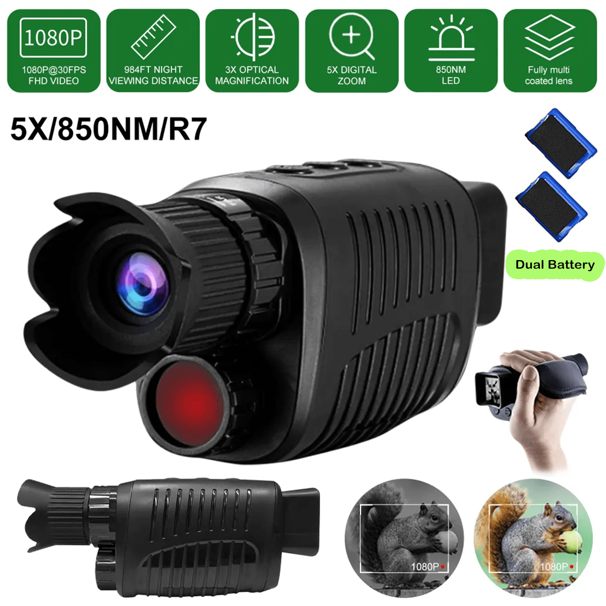 R7 1080P HD Night Vision Monocular with 5x Zoom