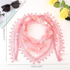 Women's Triangle Head Scarf Embroidered Lace Veil Floral Veil