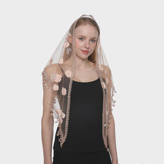 Women's Triangle Head Scarf Embroidered Lace Veil Floral Veil