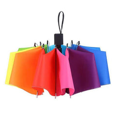 Rainbow Umbrella Long Handle Automatic Wind Resistant Folding Straight