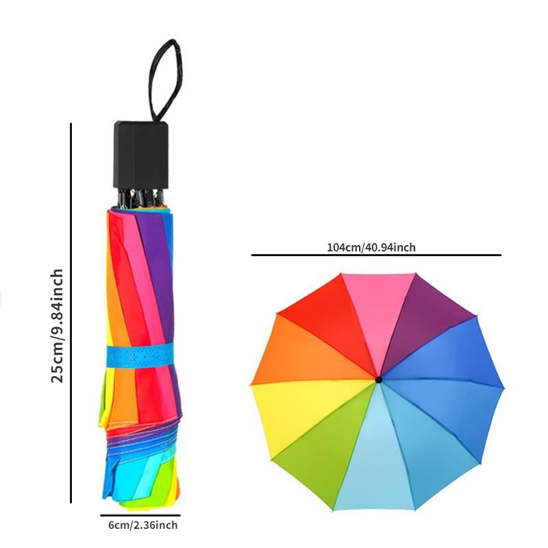 Rainbow Umbrella Long Handle Automatic Wind Resistant Folding Straight