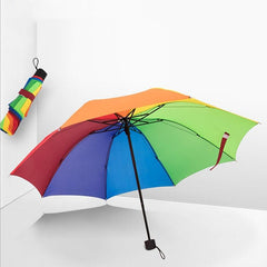 Rainbow Umbrella Long Handle Automatic Wind Resistant Folding Straight